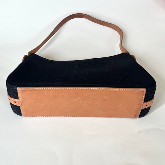 Vintage Shoulder Bag Y2k Cole Haan Mini Baguette Black Canvas Hampton Demi Purse - Picture 5 of 8